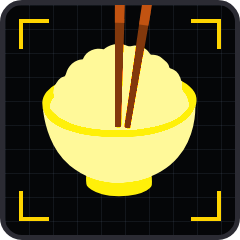 X-ray of a rice bowl with chopsticks standing in it